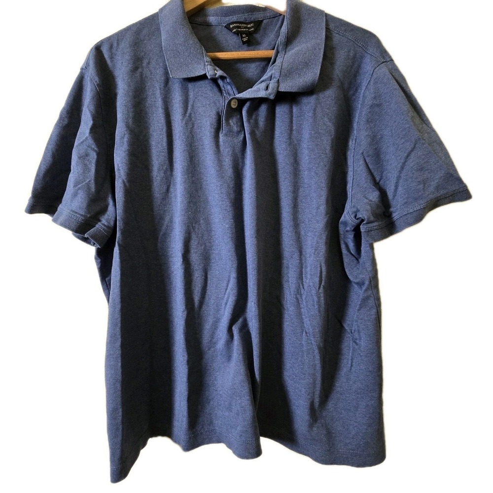 Banana Republic Polo Shirt Men XL Blue Luxe Touch Performance Short Sleeve Solid